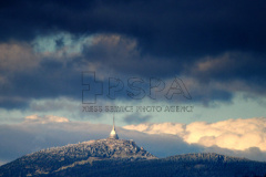 View of the snowy peak of Jested tower