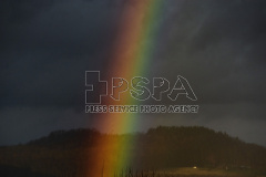 A rainbow stands above the Bohemian Paradise 