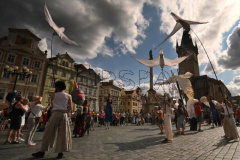 Parade Of Large Puppets In Prague In Czech Republic
